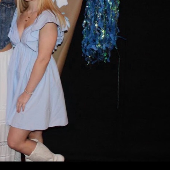 Dresses & Skirts - Light blue deep v neck dress